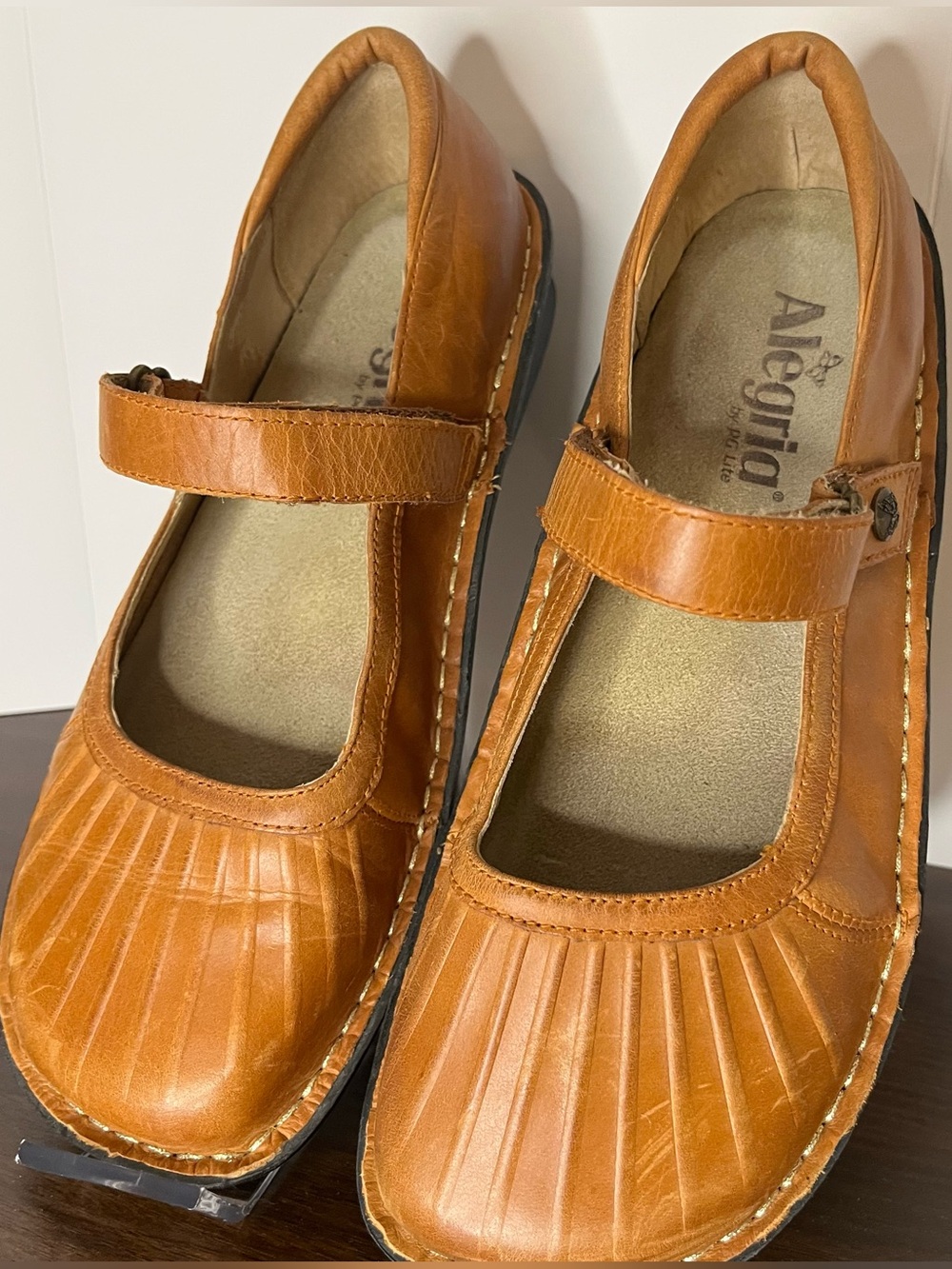 Alegria Belle MaryJane Leather Comfort Shoes Light Cognac EU 40 US 9.5 -10